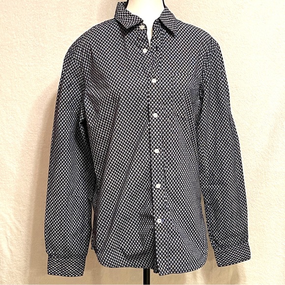 GAP Ditsy Floral Navy Vintage Long Sleeve Button Down Shirt, Medium - Picture 2 of 9